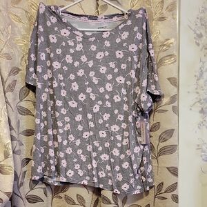 Gray Floral Women's Pajama Top